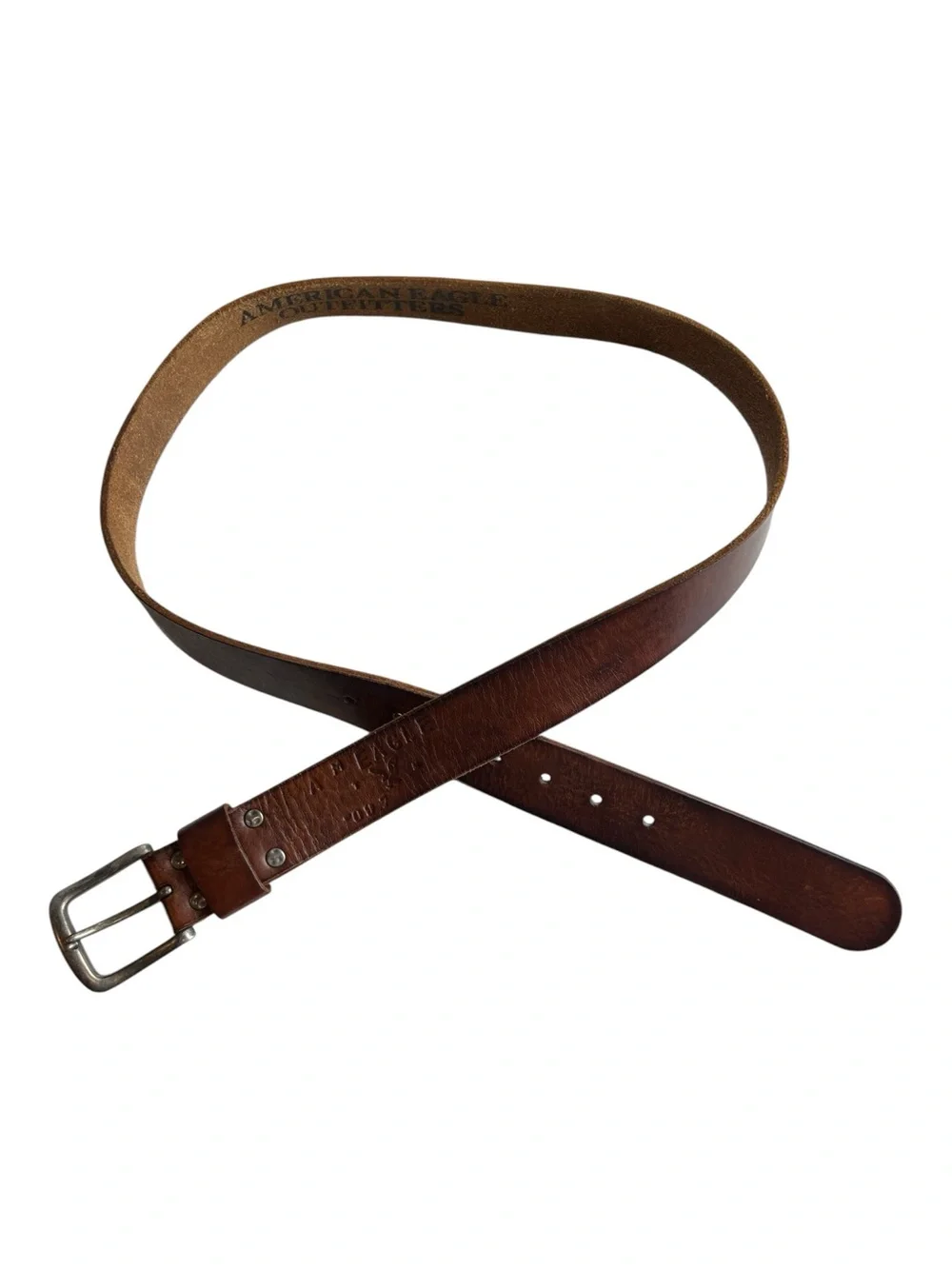 American Eagle Outfitters heavyweight distressed brown leather belt.